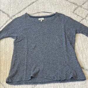 Zara Gray Ribbed 3/4 Sleeve Sweater